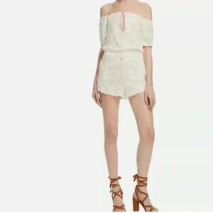 LIPSY LONDON The Jetset Diaries Eyelet Romper Cream Size 10 NEW WITH TAGS